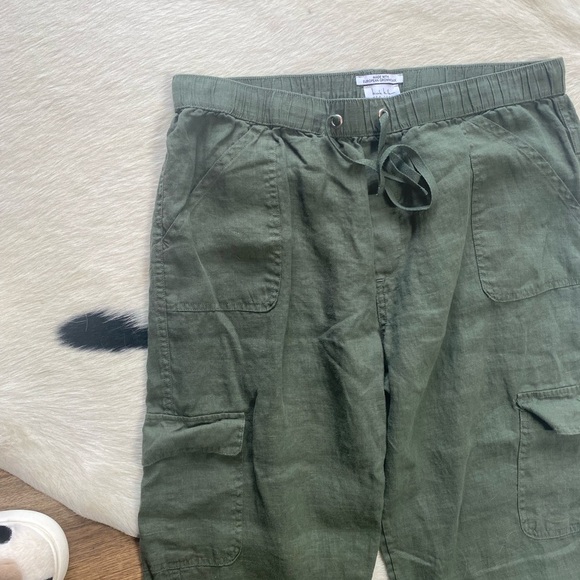 Nicole Miller New York women's linen jogger pants in a solid green - Picture 4 of 9